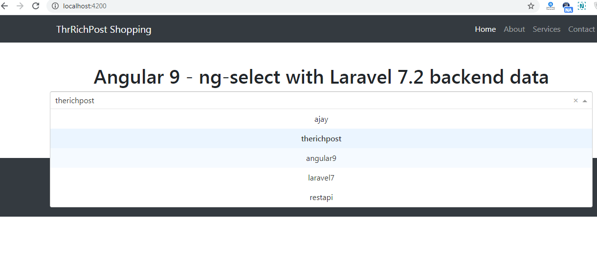 Angular 9 ngselect with laravel 7.2 backend data