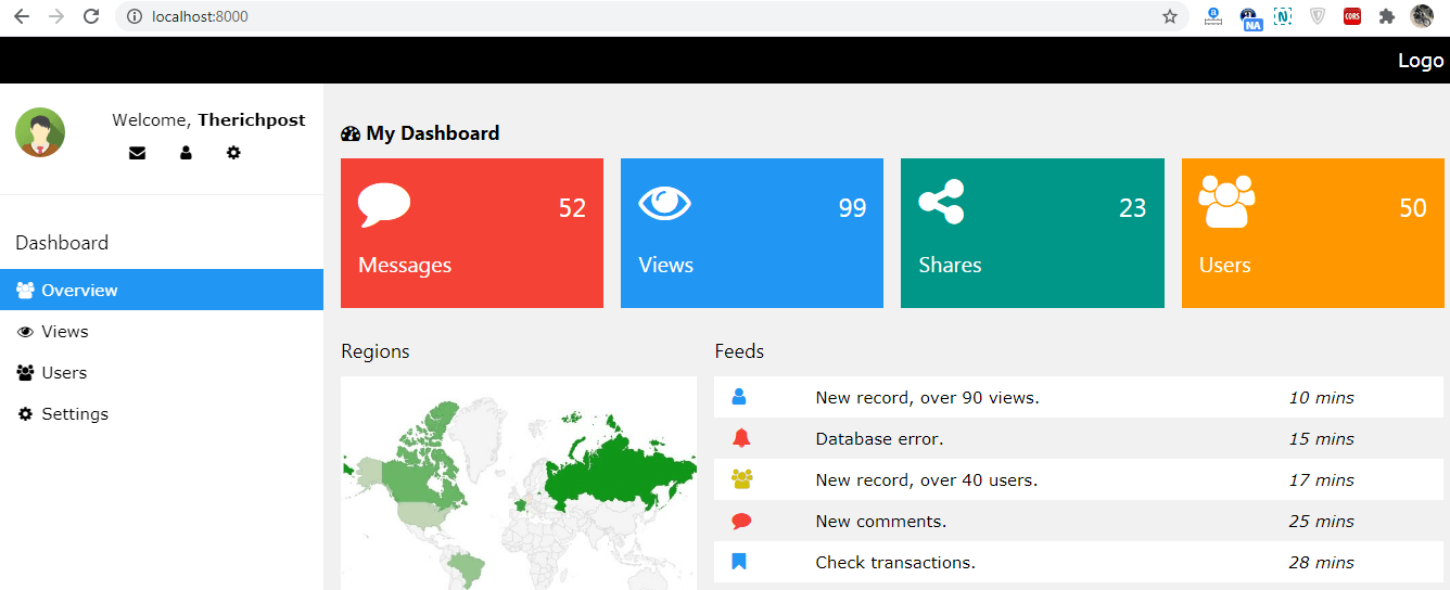 laravel vuejs admin dashboard template free Therichpost