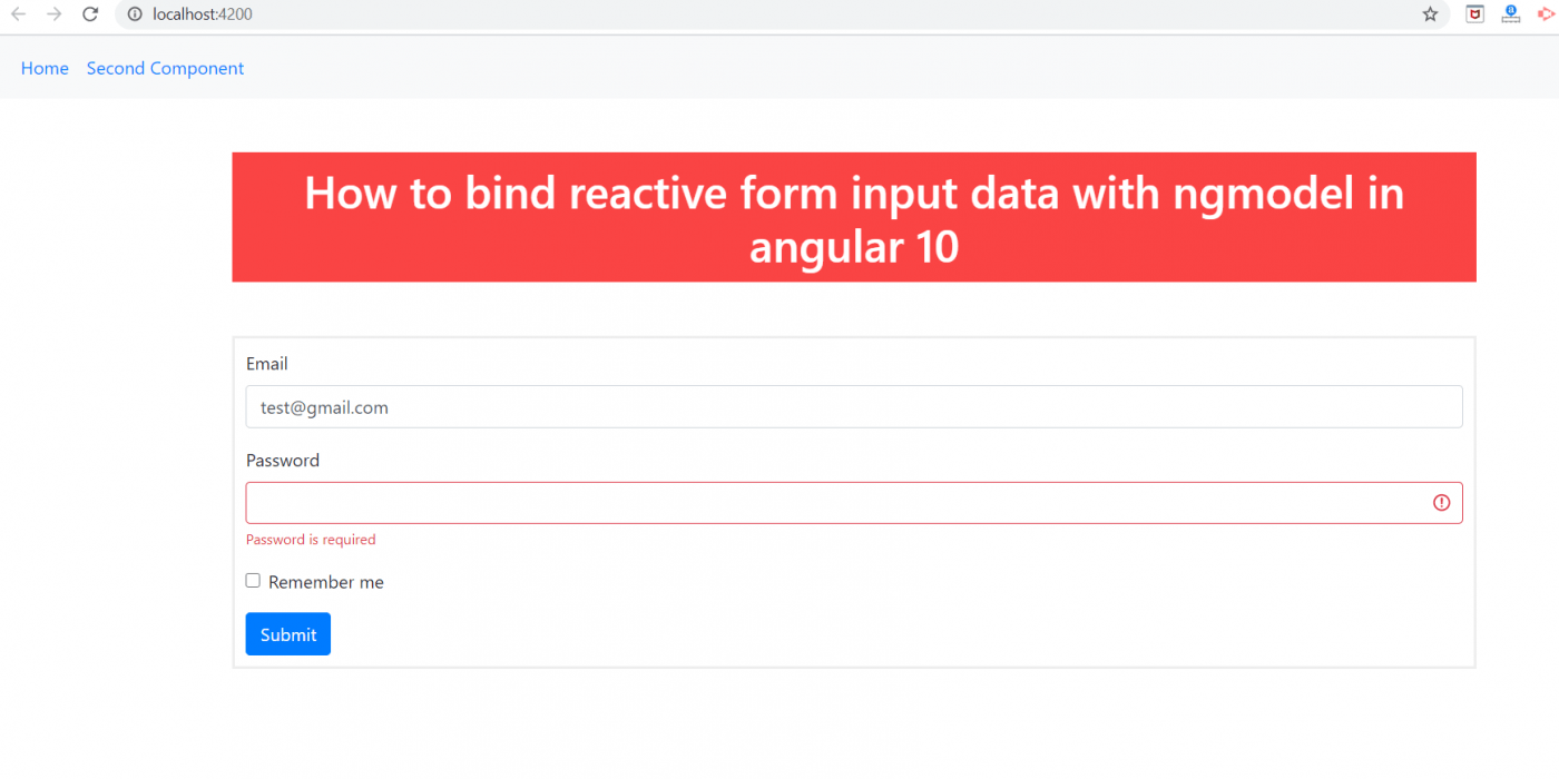 How to bind reactive form input data with ngModel in Angular 10