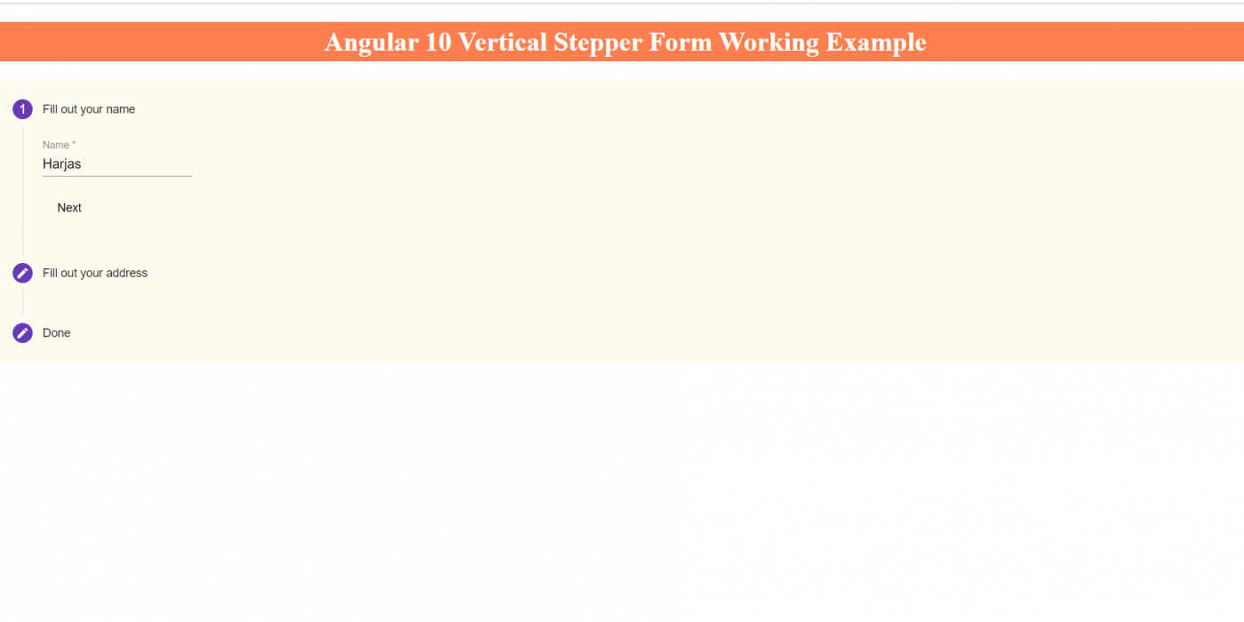 Angular 10 Vertical Stepper Form Working Tutorial