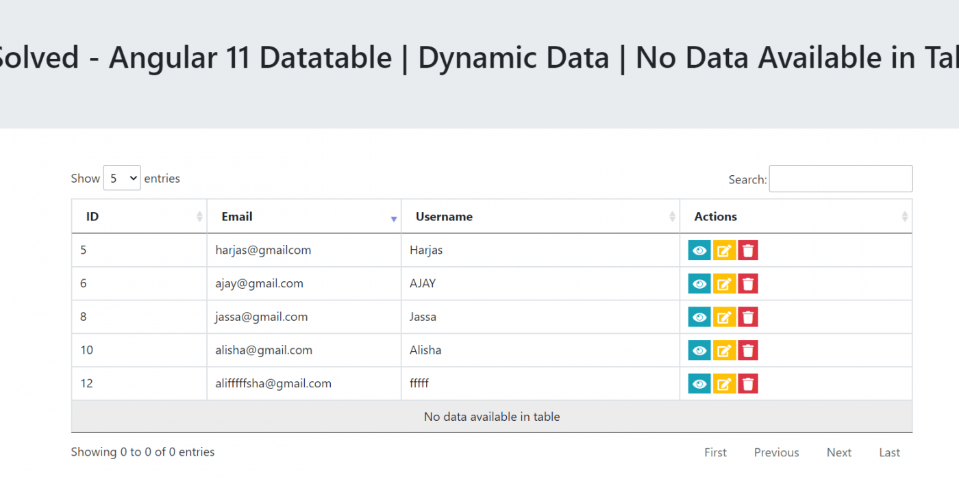 Solved Angular 11 Datatable Dynamic Data No Data Available in