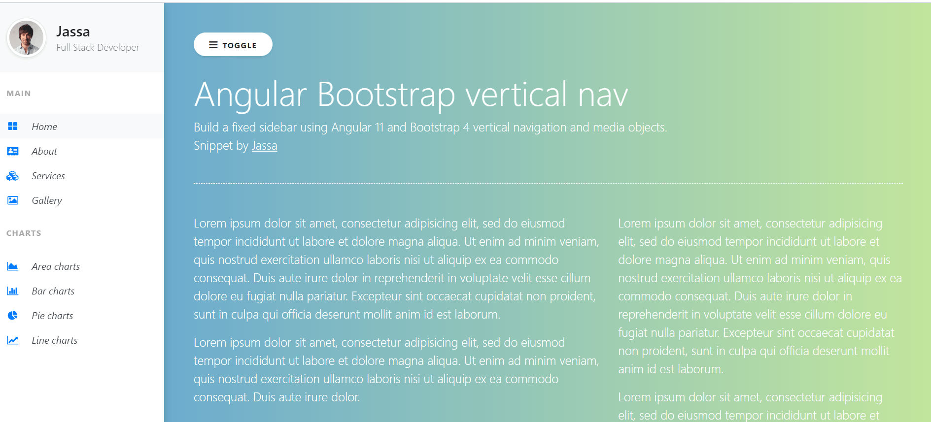 Bootstrap 4 Create Fixed Sidebar And Fixed Menu Bar With Csshtml Images