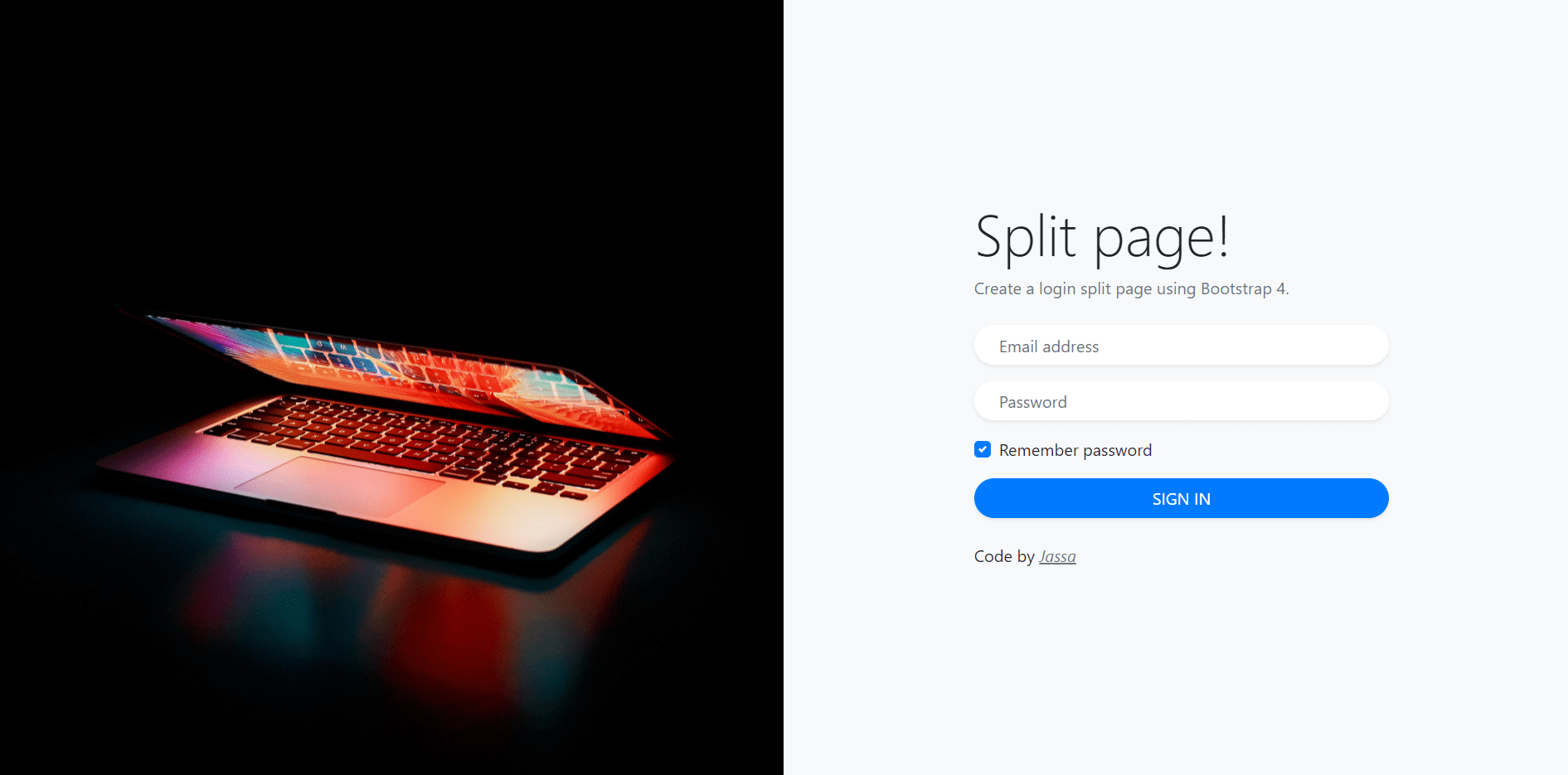 Vue Js Bootstrap 4 Login Split Page Template Free Therichpost
