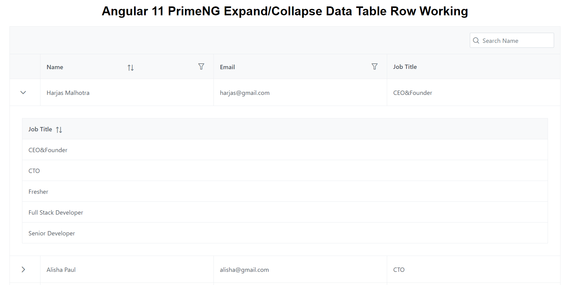 Angular Primeng Expand Collapse Data Table Row Working Demo Hot Sex