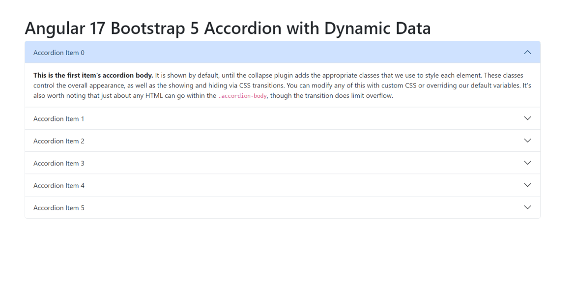 Angular 17 Bootstrap 5 Accordion with Dynamic Data Therichpost