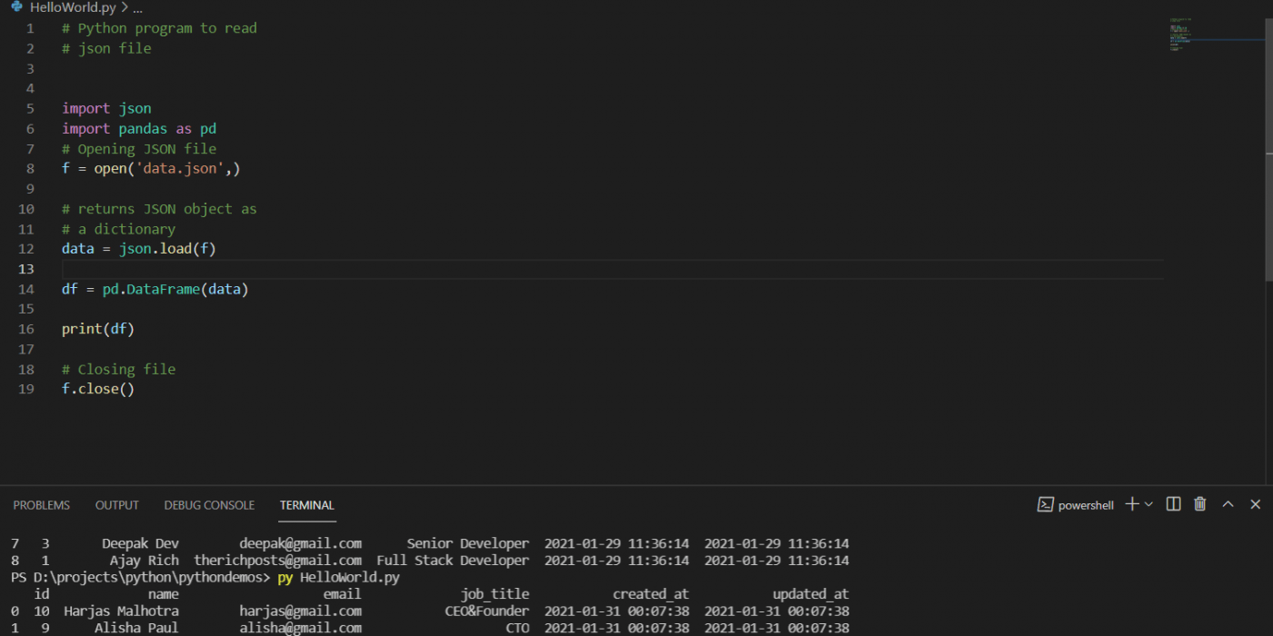 How to read the json file in python 3.9.6 and print it in table format