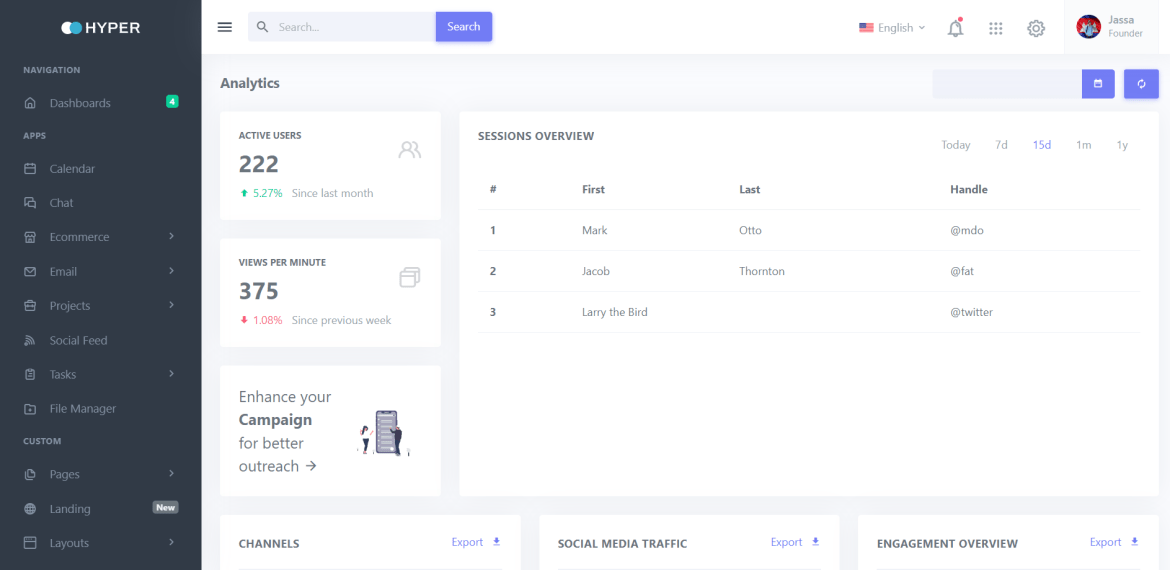 React Free Admin Dashboard Template with GitHub Source Code Therichpost