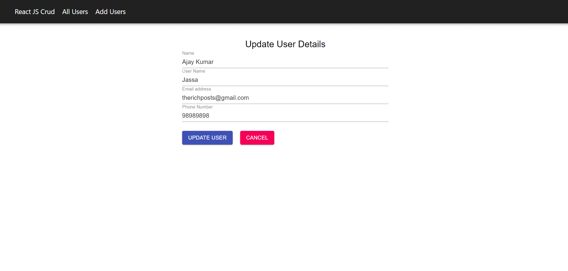 React Crud Using Json Server & Material UI Working Example Therichpost