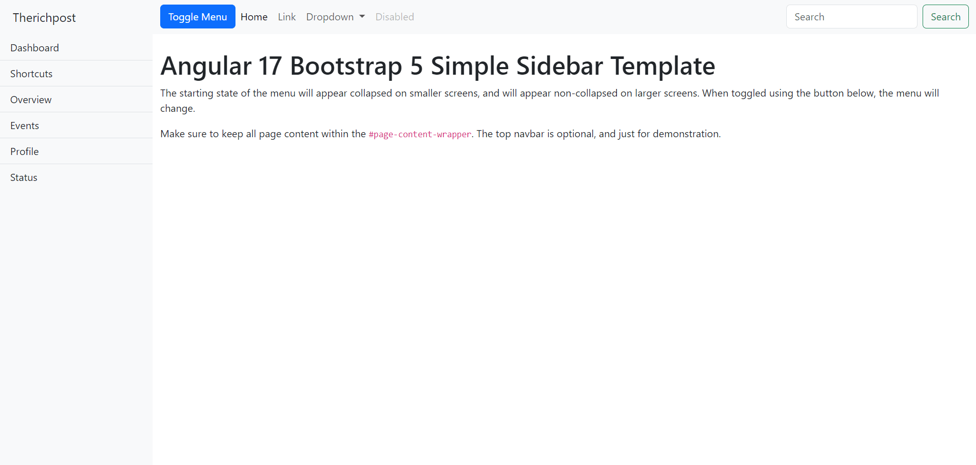 How to make simple admin sidebar template with Bootstrap 5 and