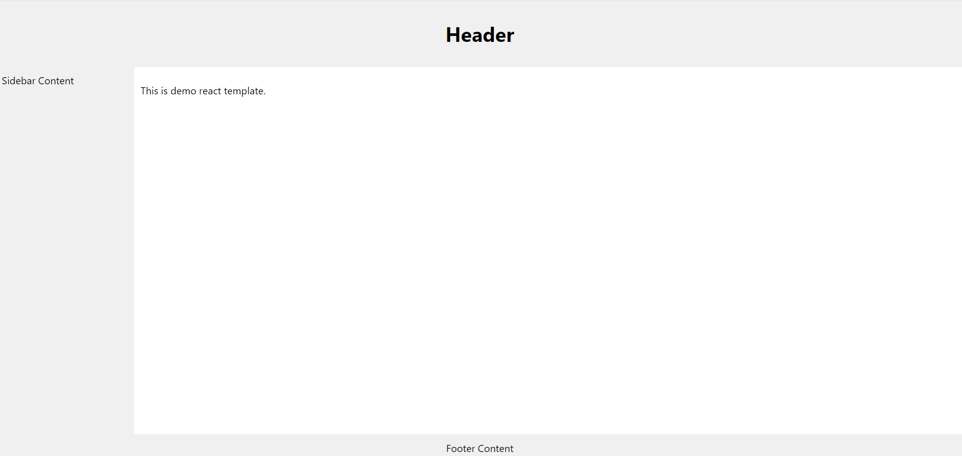 Create a simple ReactJS template with a header, footer, and sidebar Therichpost