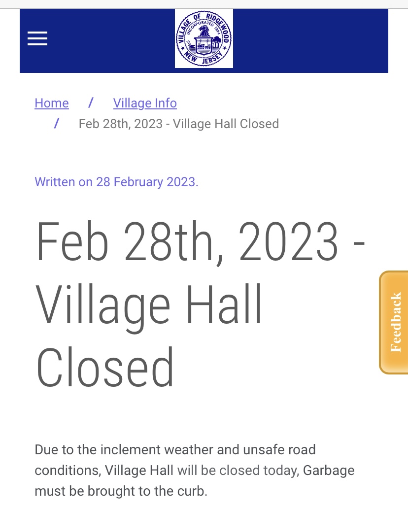 Paid Snow Day at Ridgewood Village Hall, but Wait there is More