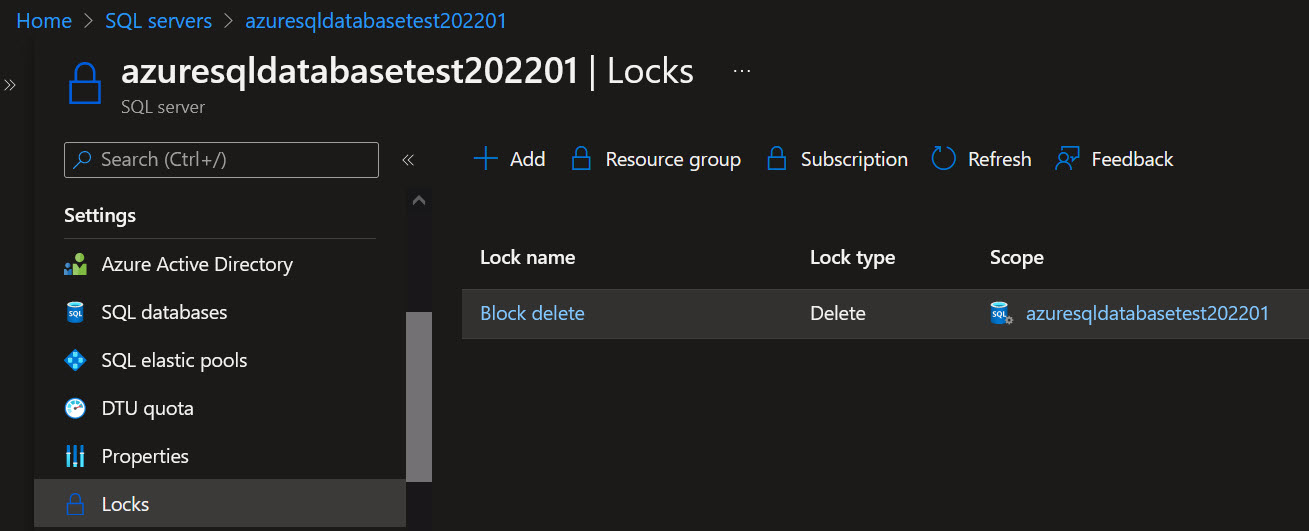 Limits of Resource Locks on Azure SQL Databases The Right Join