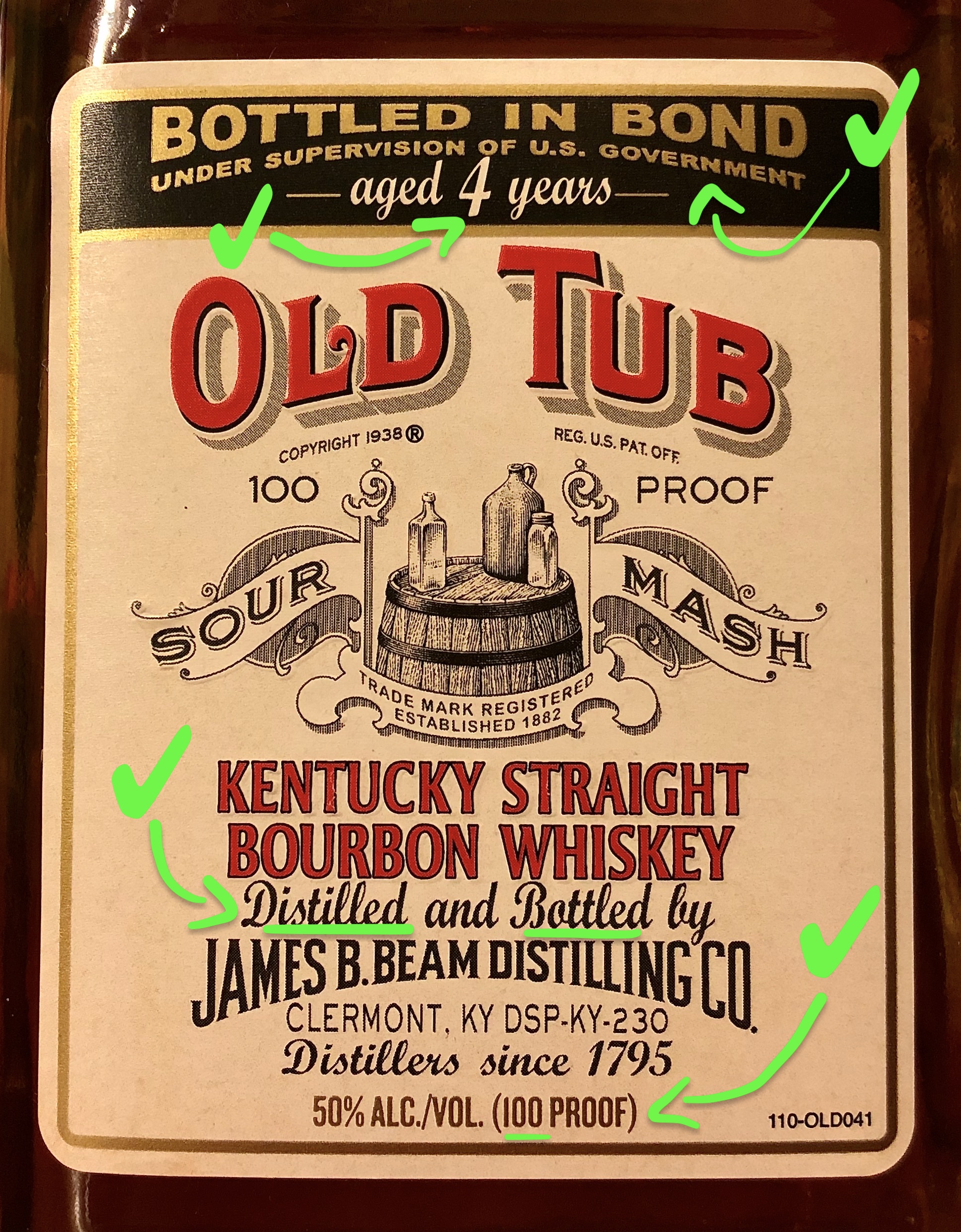 Old Tub Kentucky Straight Bourbon Whiskey Happy Bottled in Bond Day