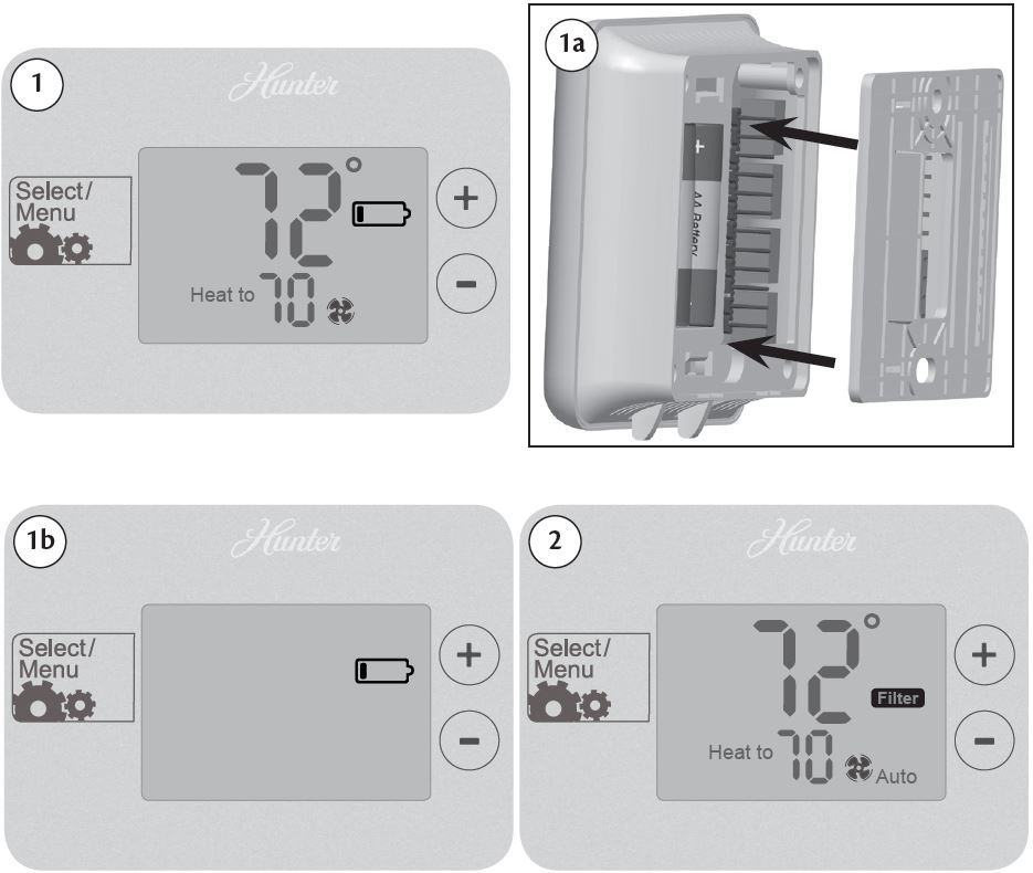 Hunter 42122 Non-Programmable Thermostat Installation Instruction