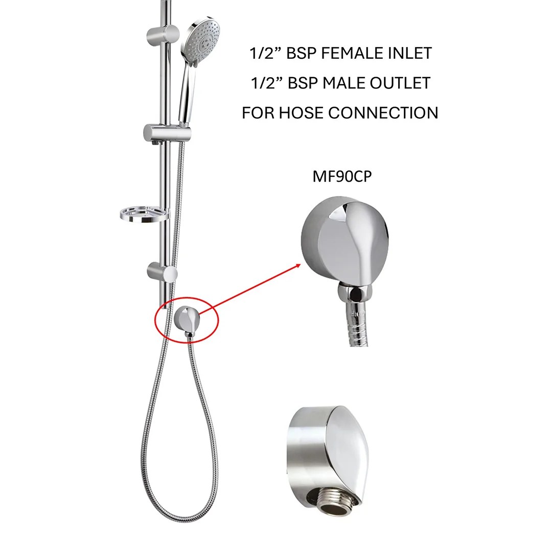 Chrome Wall Elbow M+F 1/2"BSP ThermOz