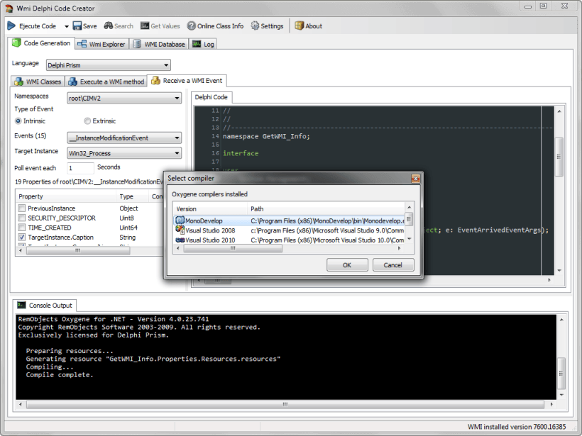 WMI Delphi Code Creator New features and source code published in
