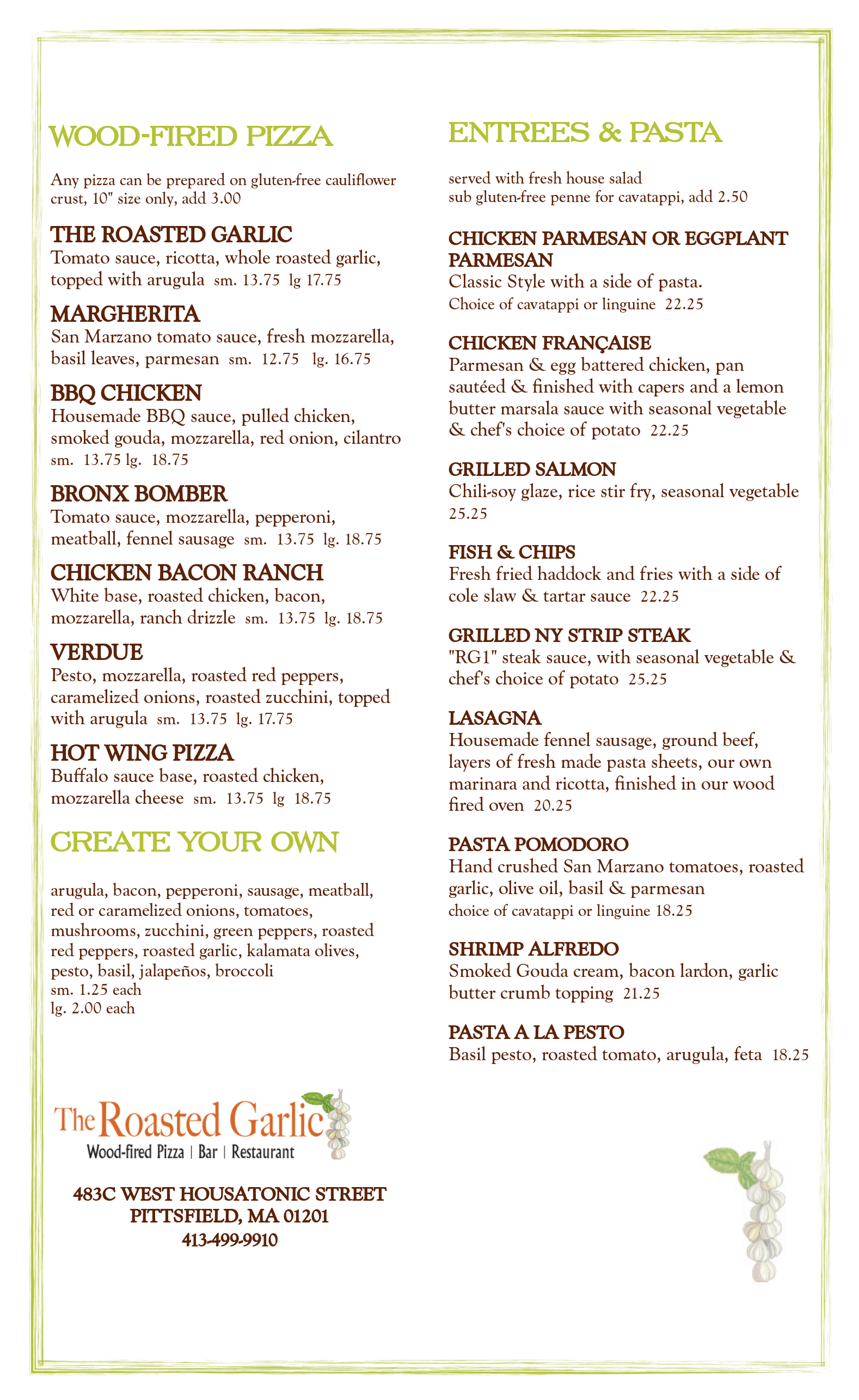 Menu The Roasted Garlic