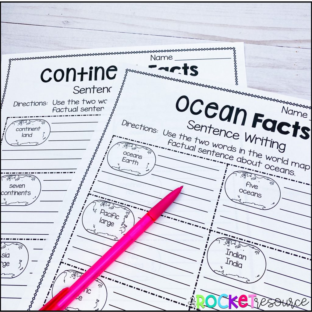 Continents And Oceans Of The World Blank Worksheet