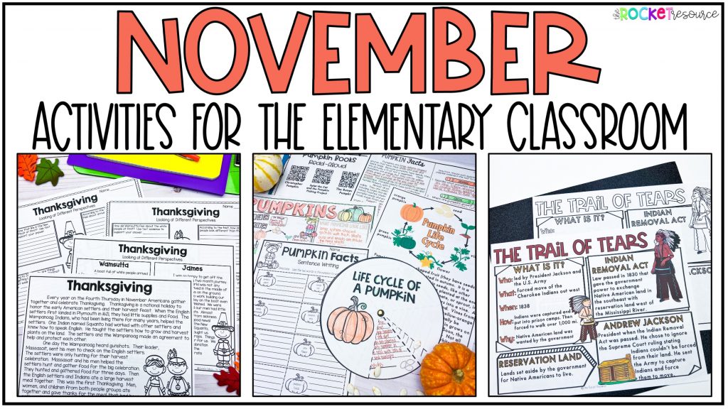 November Activities for Elementary Students - The Rocket Resource