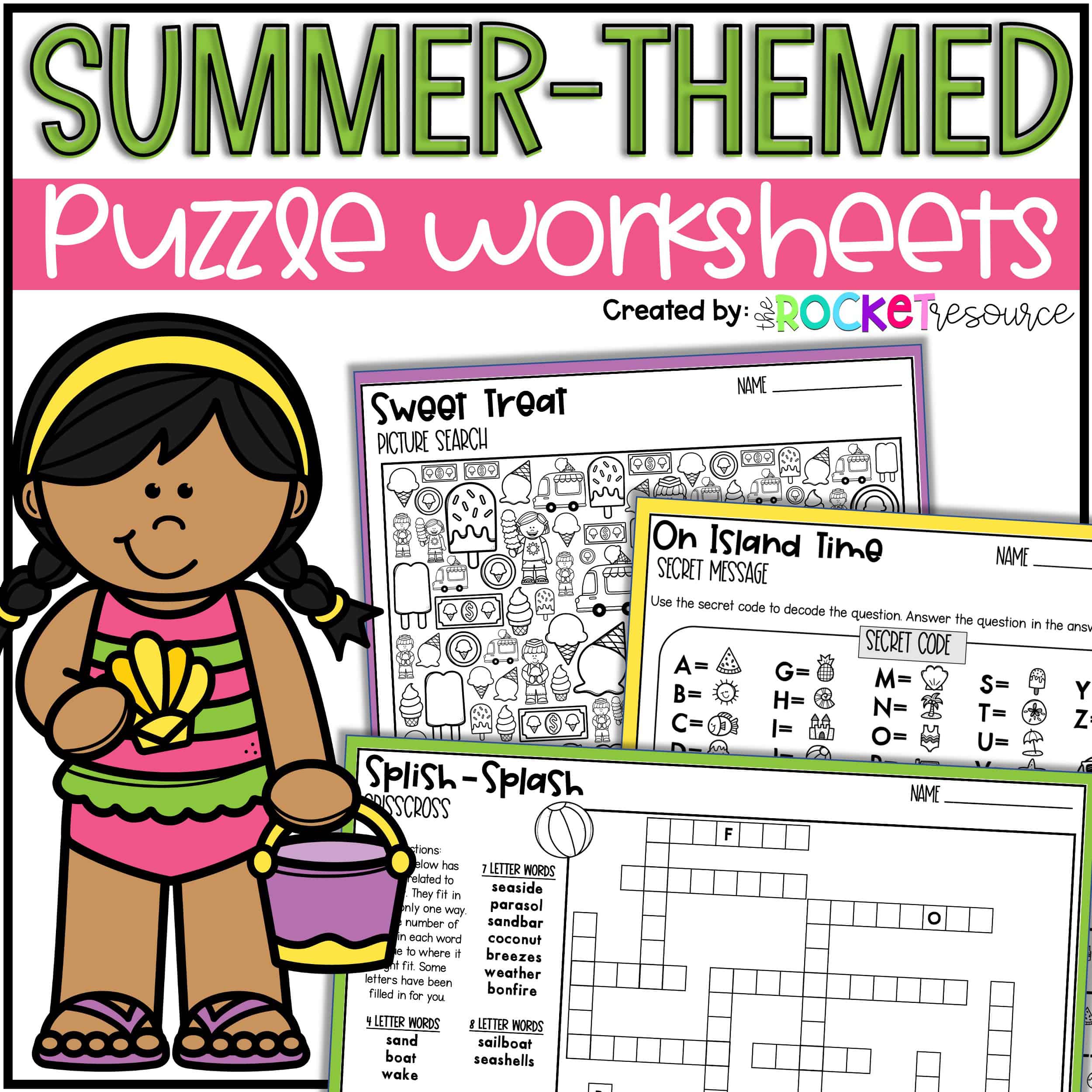 Summer Puzzles Packet Summer Crossword Puzzle Printable End of Year Puzzles The Rocket Resource