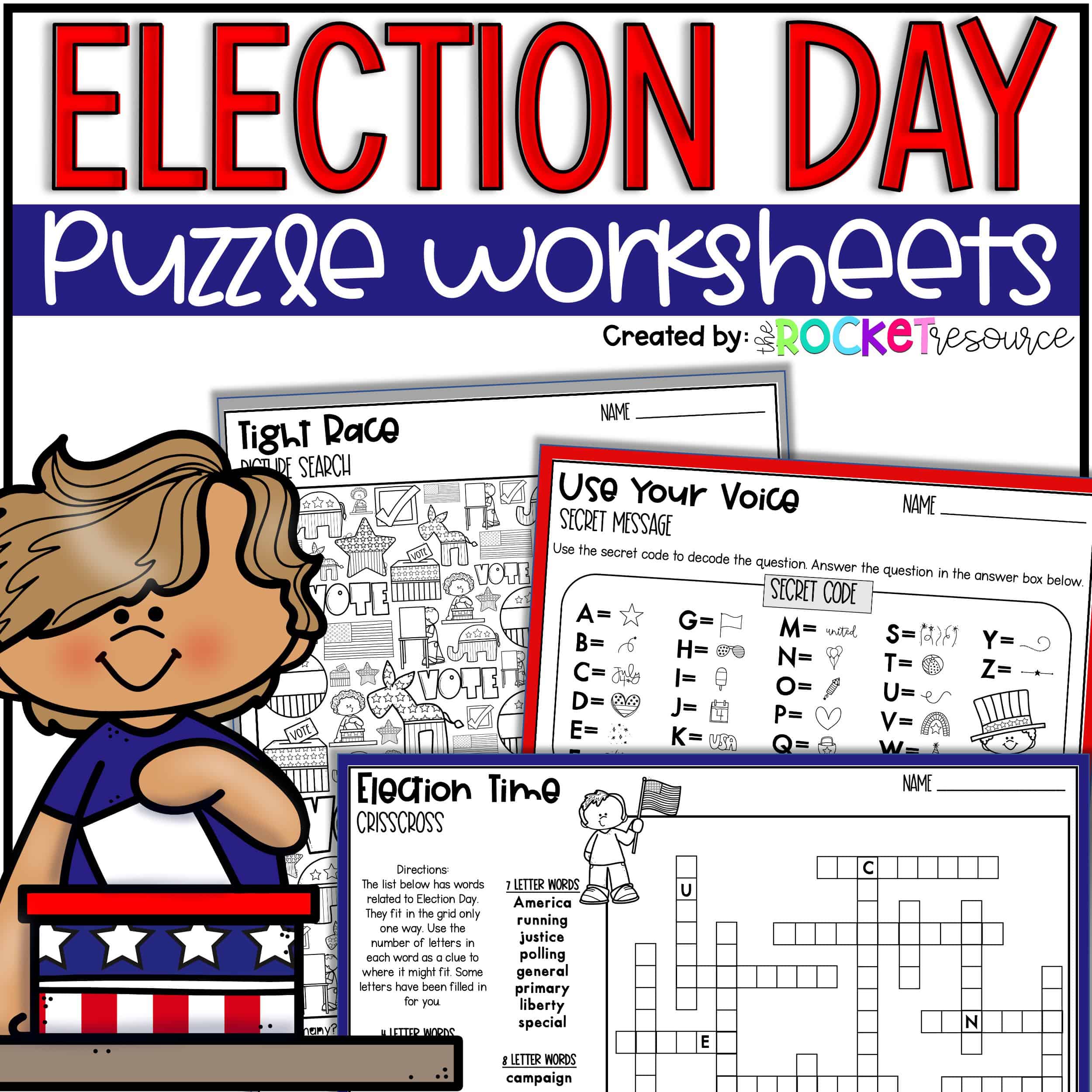 Election Day Puzzles Packet Voting Crossword Puzzle Election Word