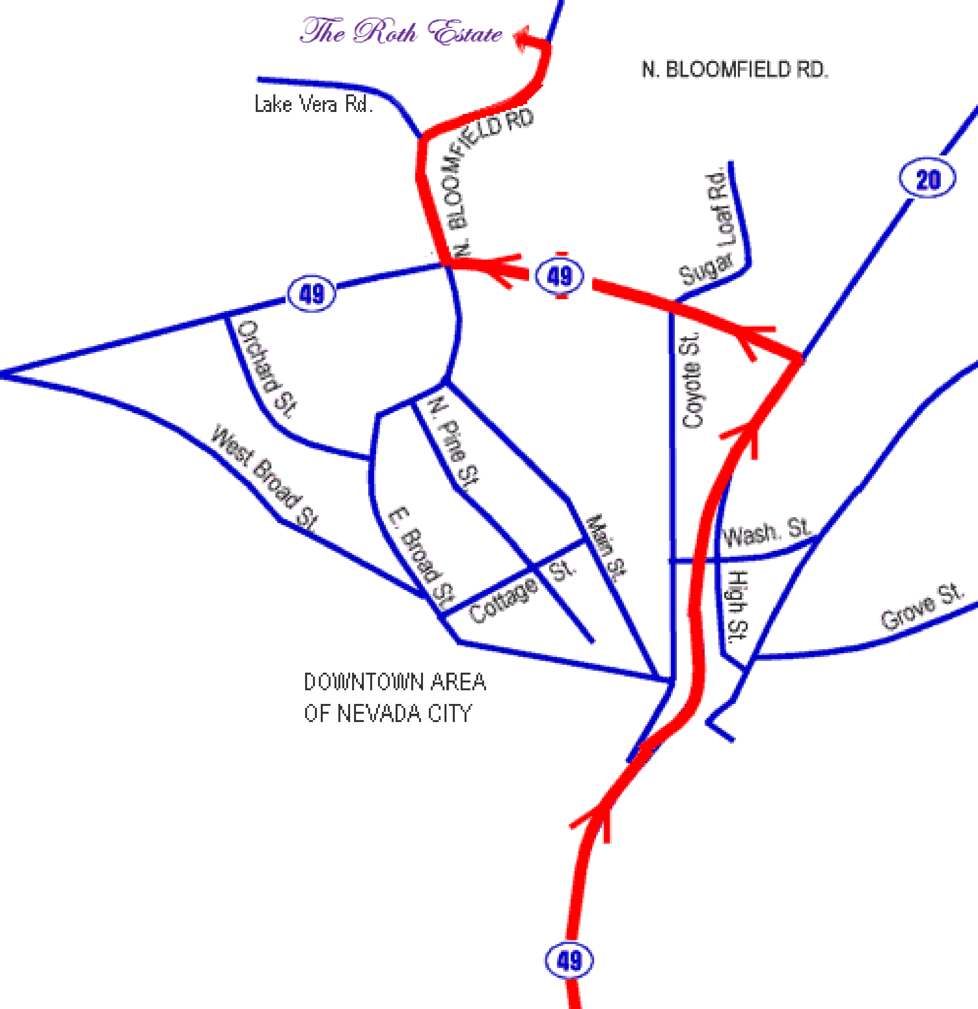 Driving Directions The Roth Estate