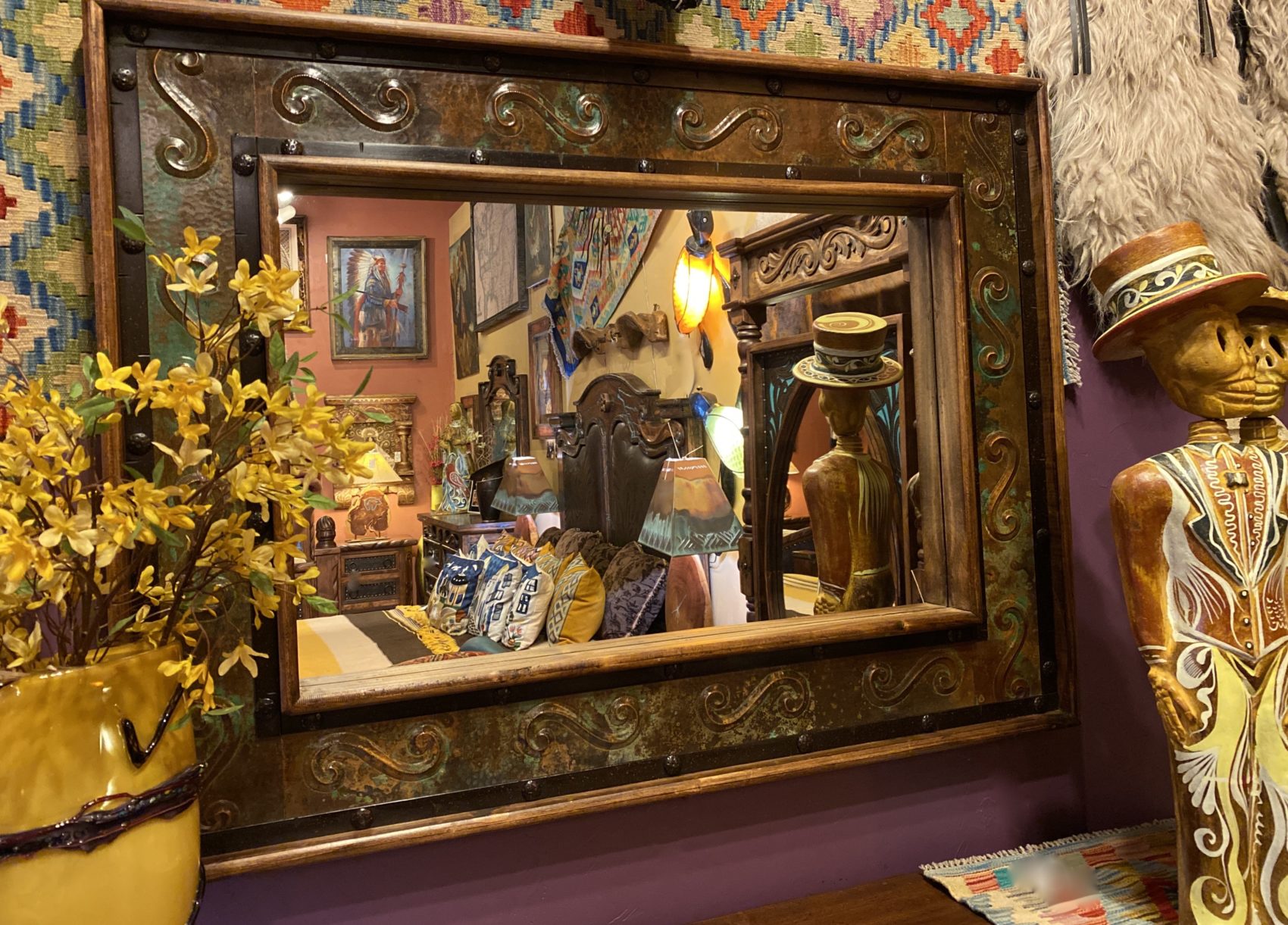 Ornate Acid Copper Mirror The Rustic Gallery