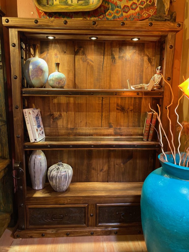 3 Hacienda Tooled Leather Bookcase XL The Rustic Gallery