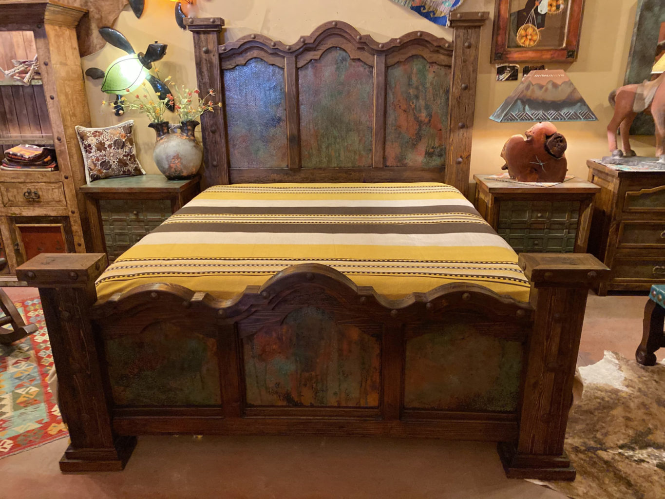 Three Panel Patina Copper Bed The Rustic Gallery