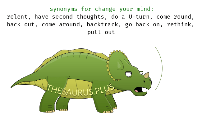 More 100 Change your mind Synonyms. Similar words for Change your mind.