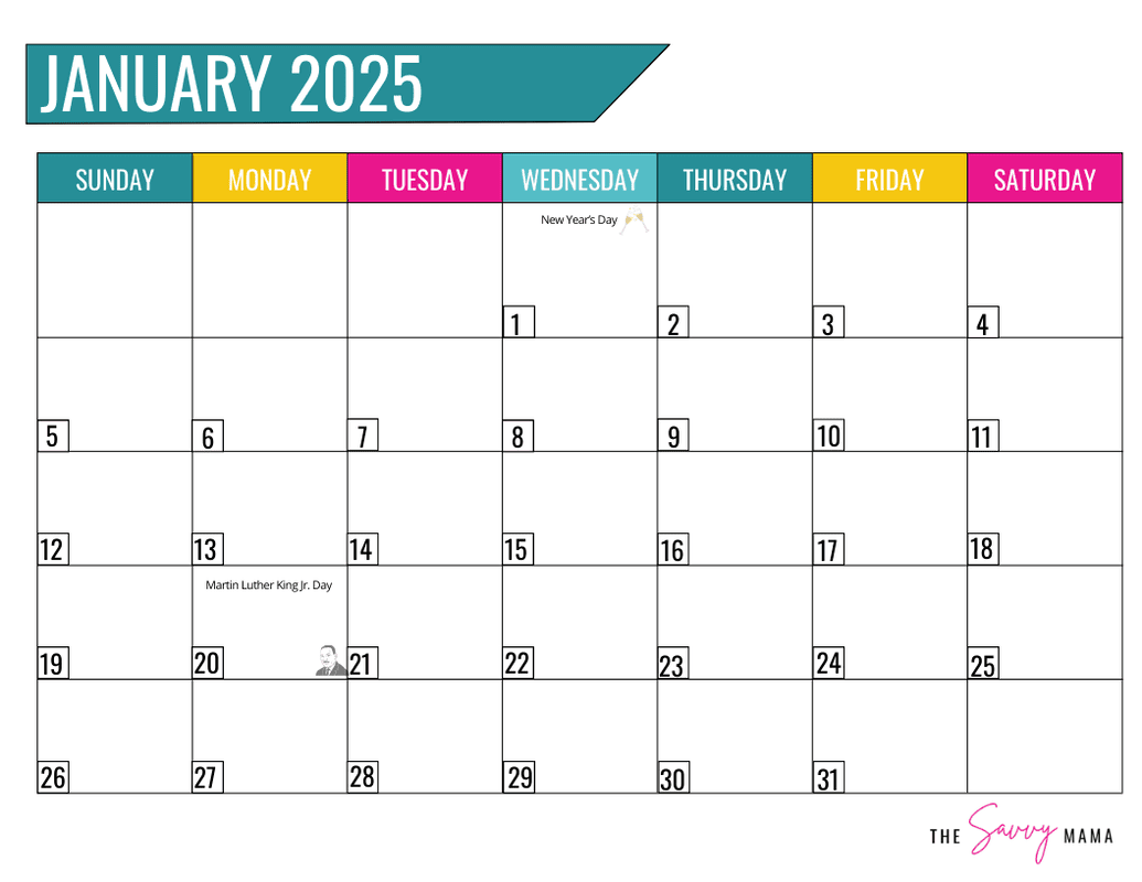 Free January Calendar Printable (2025) Kick Off The Year!