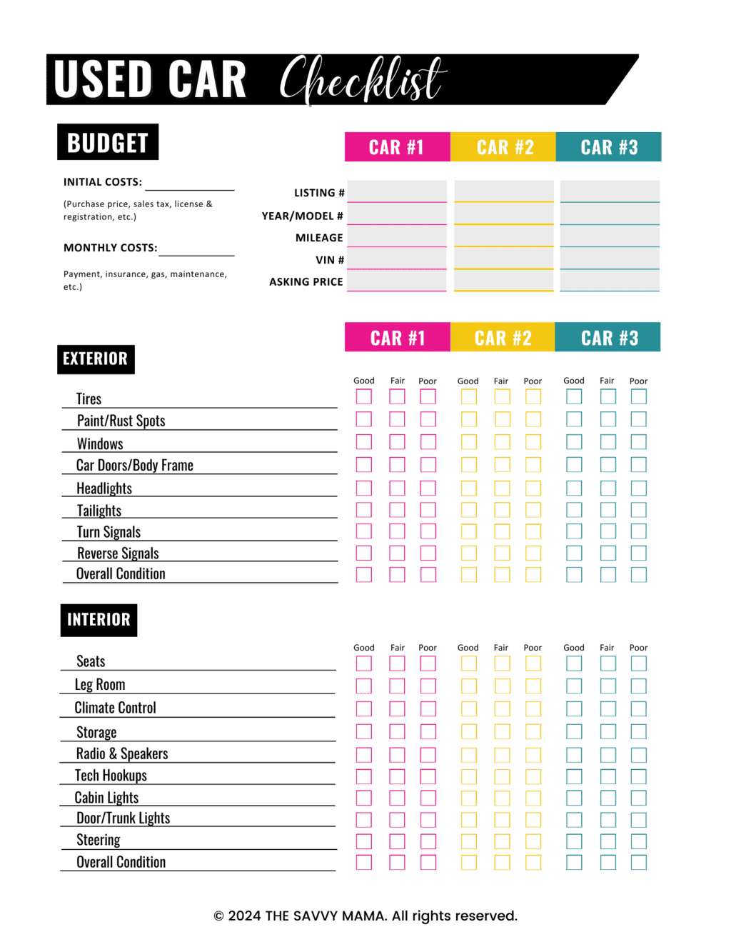 FREE Used Car Checklist Secure Better Cars (2024)