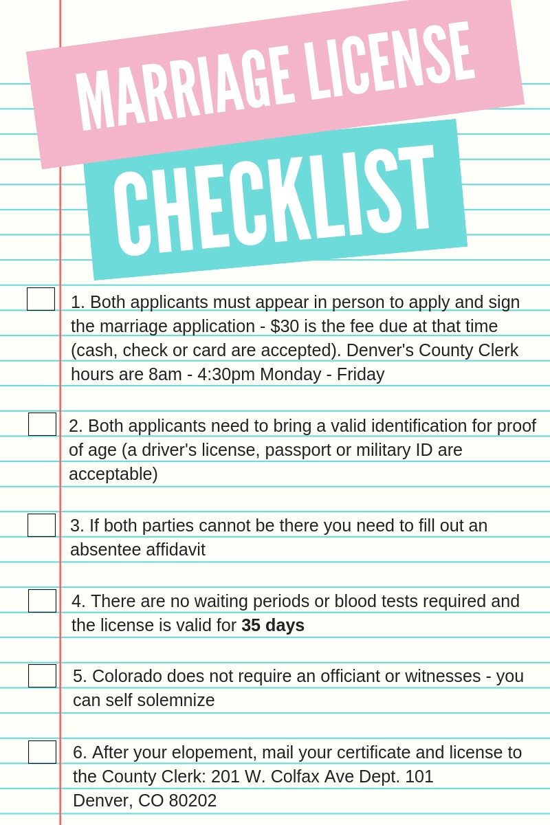 Obtaining a Marriage License in Colorado Colorado Elopement