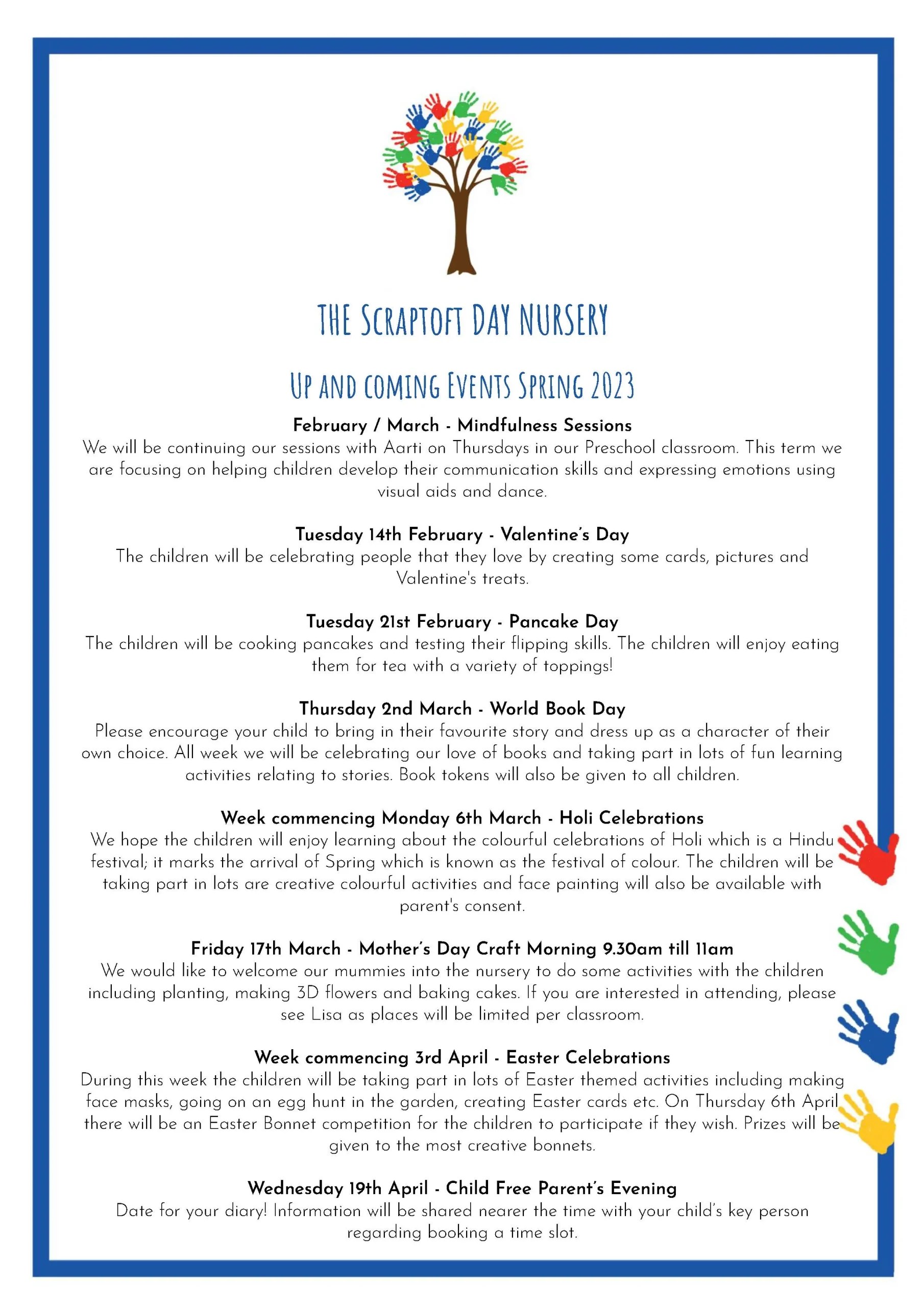 Upcoming Events 2025 Nursery Events Spring Events 2023 The Scraptoft Day Nursery