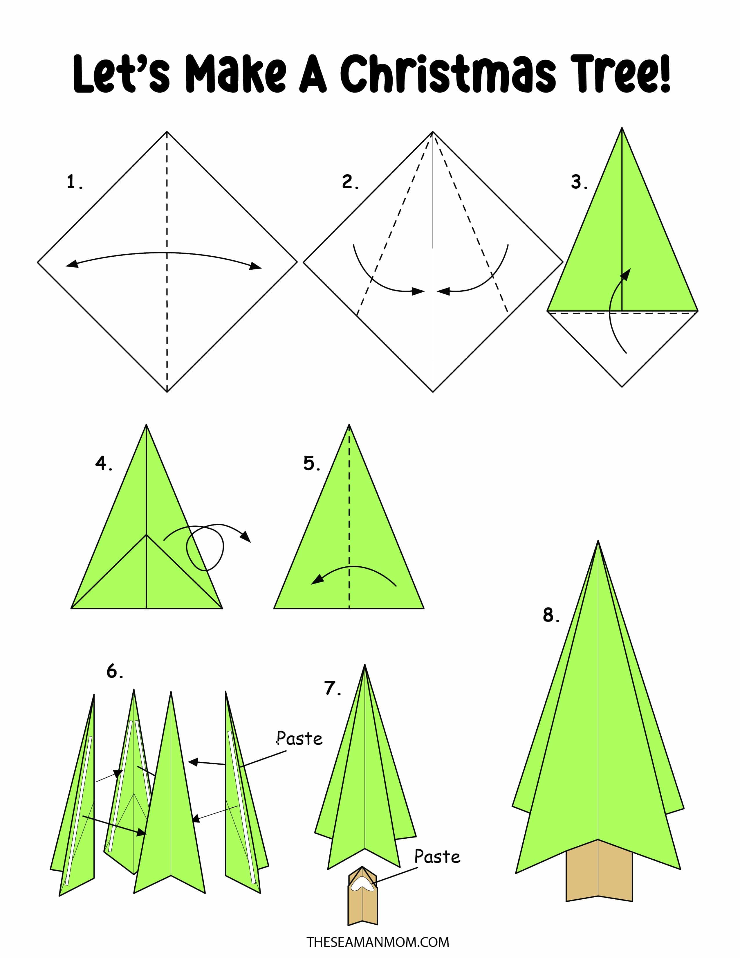 Origami Christmas Tree Template