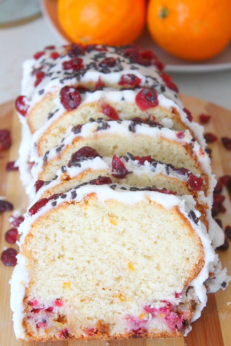 Cranberry Pound Cake Recipe with orange zest