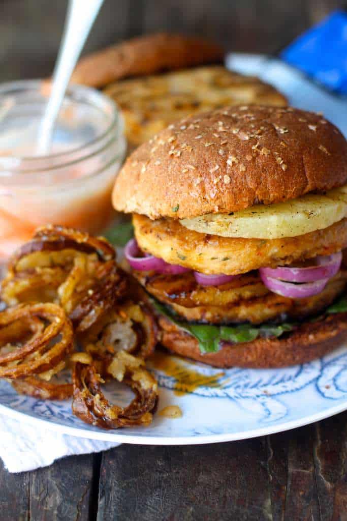 Teriyaki Fish Burgers with Tempura Onion Rings The Seaside Baker