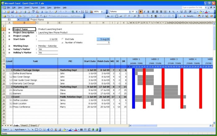 Gantt Chart Construction Template Excel