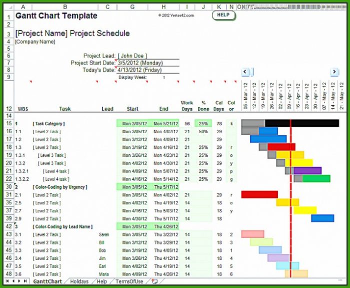 Gantt Chart Excel Template Xlsx