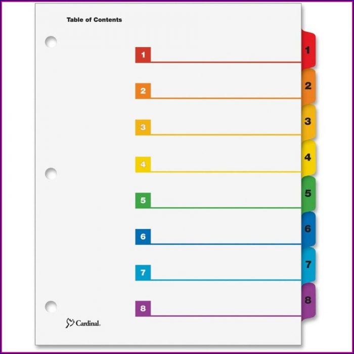 Avery 8 Tab Index Template