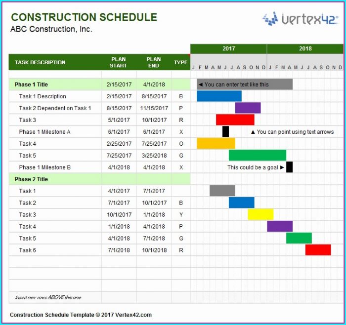 Excel Construction Gantt Chart Template