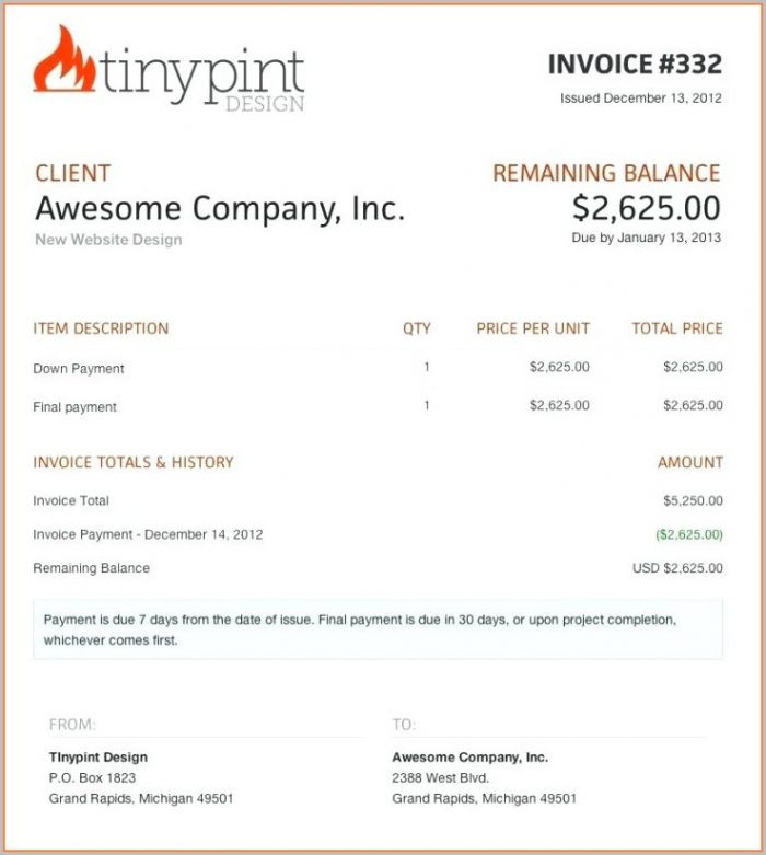 Web Design Invoice Template Word