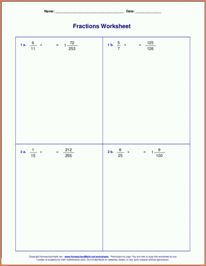 5th Grade Unlike Denominators Adding And Subtracting Fractions Worksheets