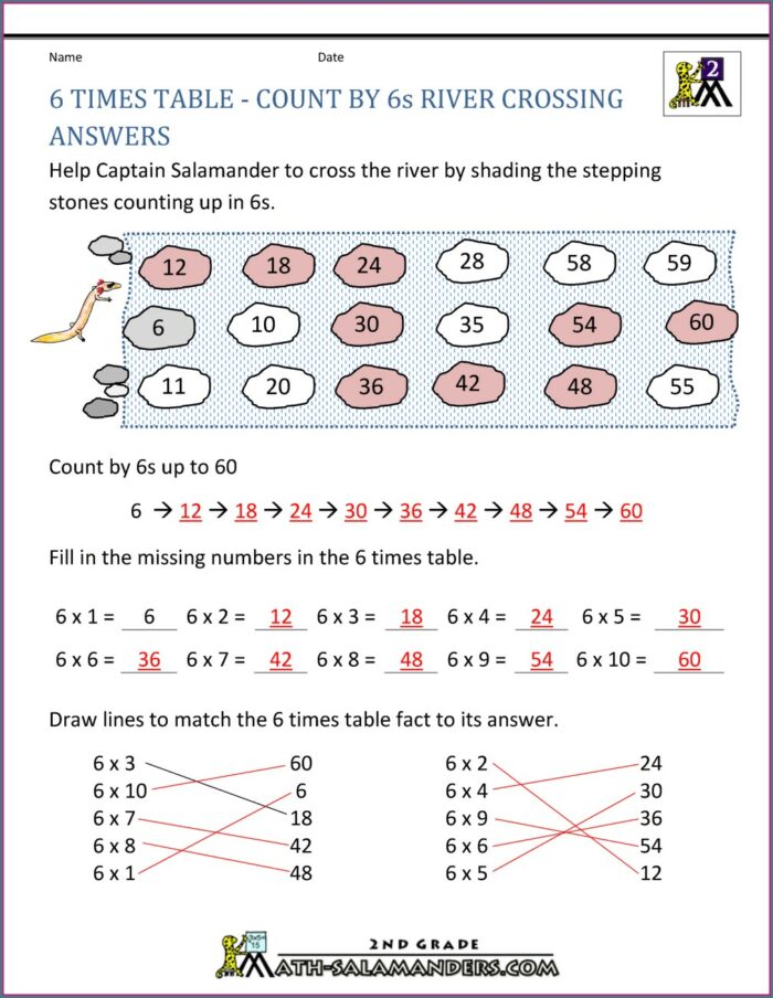 6 Times Table Worksheet With Answers