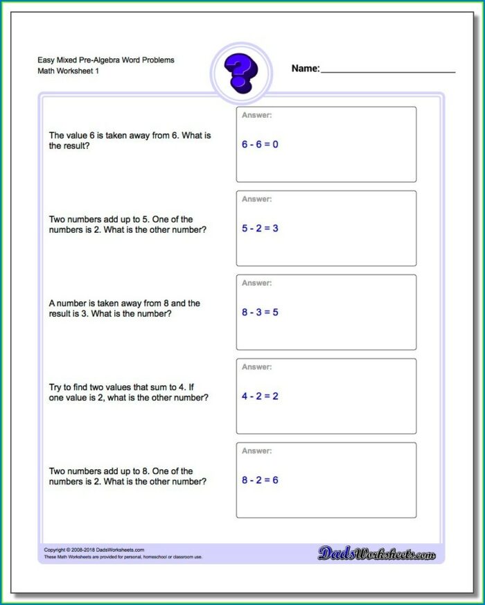 Algebra 2 Word Problems Worksheet With Answers