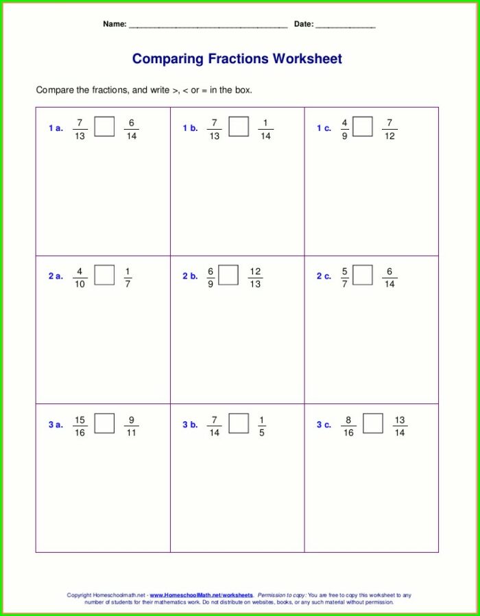 Comparing Mixed Numbers Worksheet 4th Grade