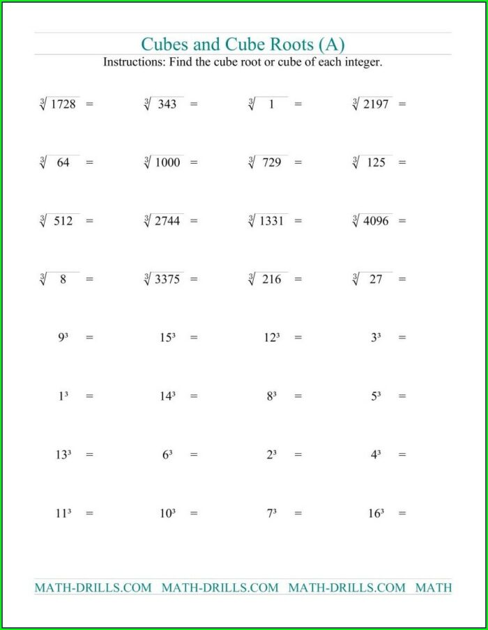 Cube Numbers Worksheet Ks2