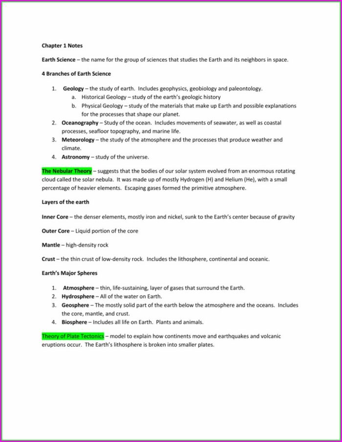 Earth Science Introduction Worksheet