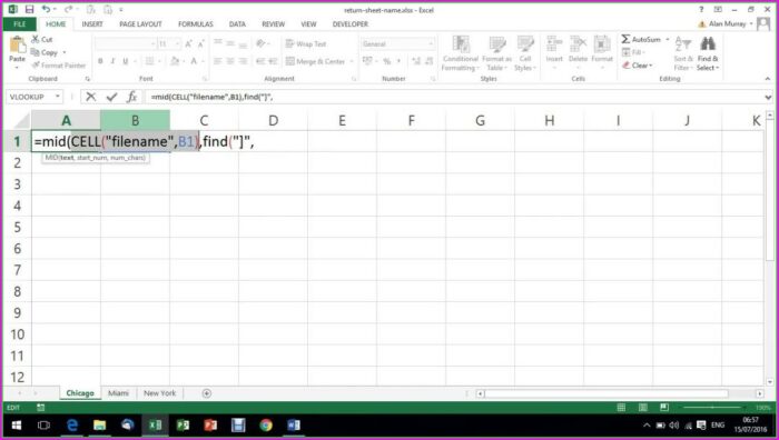 Excel Use Worksheet Name In Cell