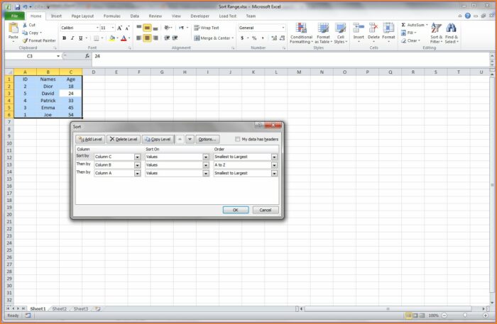 Excel Vba Sort Column A To Z